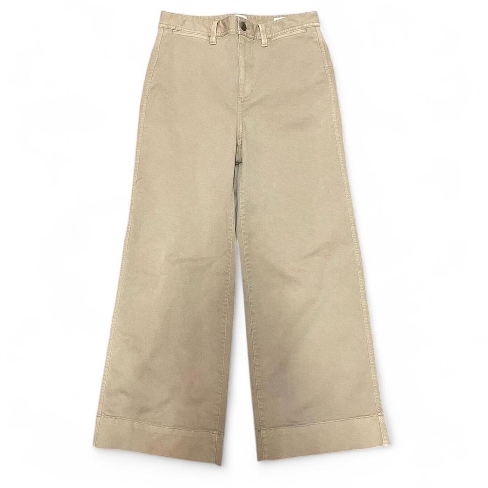 GAP Womens High Rise Wide Leg Crop Khaki Tan Pants Size 14